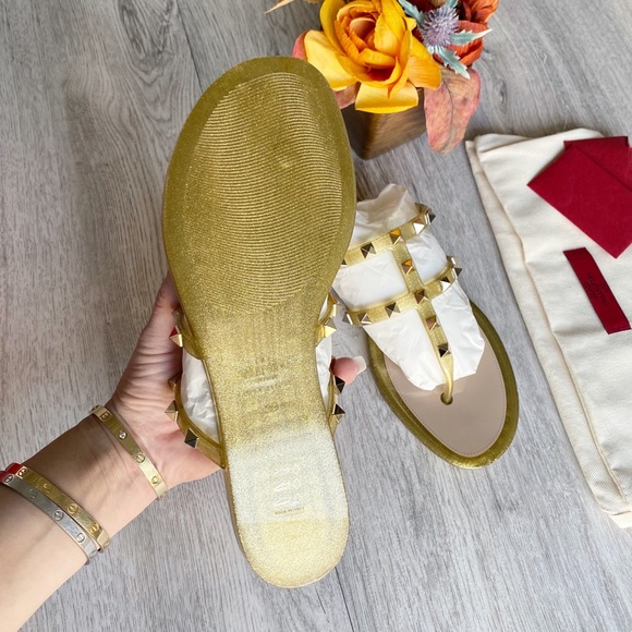 COPY - NWT Valentino Rockstud Gold Jelly Slides - Picture 9 of 16